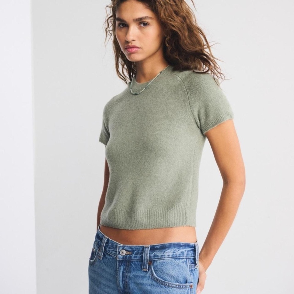 Abercrombie & Fitch Crew Sweater Tee Size Small in Frosty Green